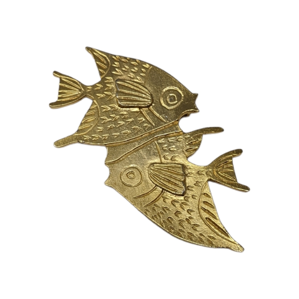 Gold Tone Fish Brooch Pin Angelfish